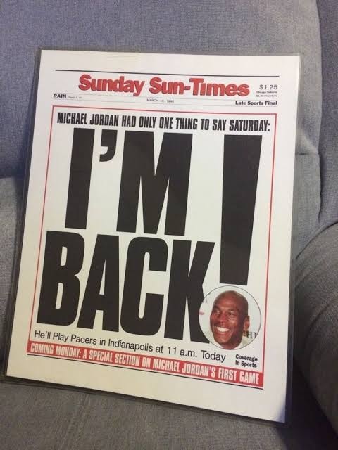 19 مارس 1995 | عودة أسطورة كرة السلة مايكل جوردان