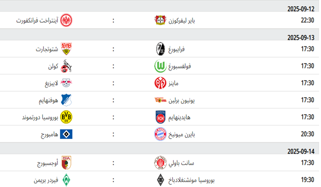 مباريات الجولة الثالثة من الدوري الألماني
