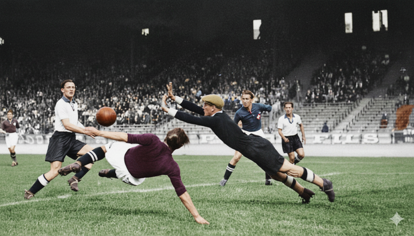 النمساوي رافتل يذود عن مرمى المنتخب الألماني في كأس العالم 1938