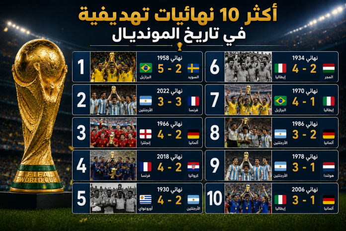 أكثر 10 نهائيات تهديفية في تاريخ المونديال