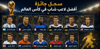 👑 عرش الذهب: سجل جائزة أفضل لاعب شاب في كأس العالم (1958-2022) سجل جائزة أفضل لاعب شاب في كأس العالم
