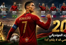 كريستيانو رونالدو.. 20 عامًا من المجد المونديالي ورقم قياسي قد لا يتكرر أبدًا كريستيانو رونالدو.. 20 عامًا من المجد المونديالي