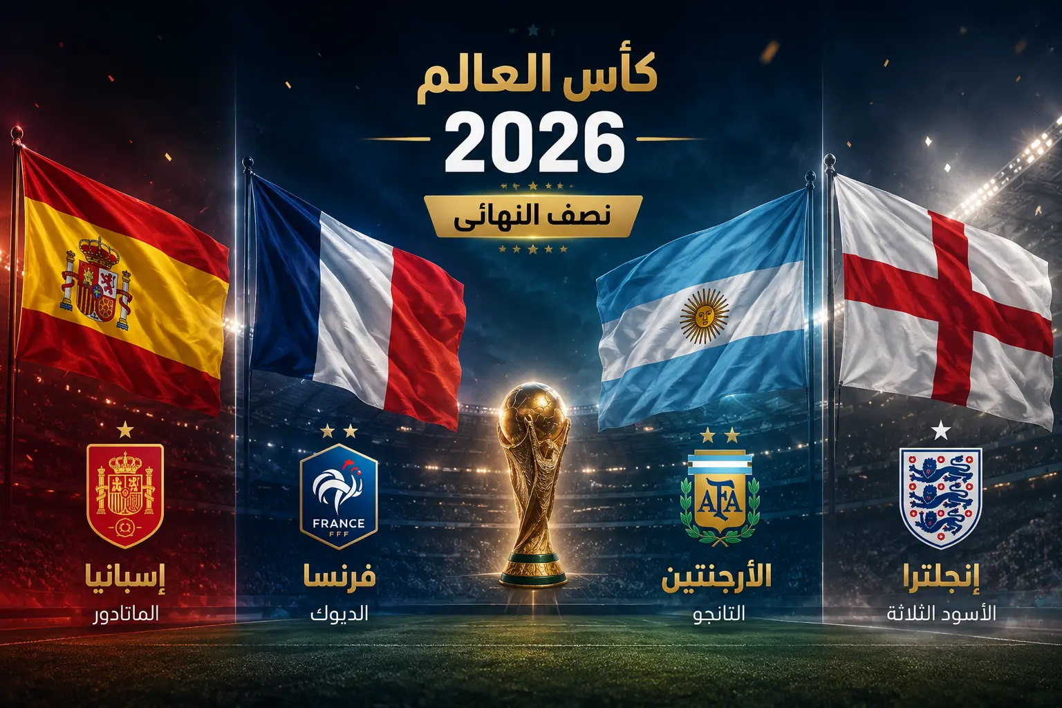 منتخبات الأرجنتين وإنجلترا وإسبانيا وفرنسا قبل مواجهتي نصف نهائي كأس العالم 2026