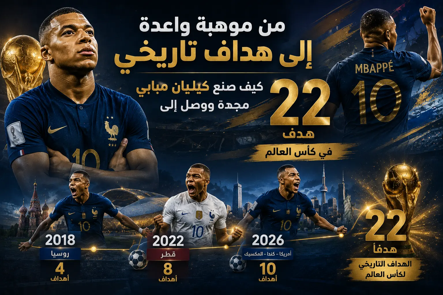 رحلة كيليان مبابي في كأس العالم من المهد الي المجد