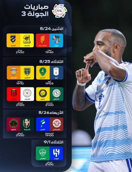 مباريات الجولة الثالثة بدوري روشن للمحترفين
