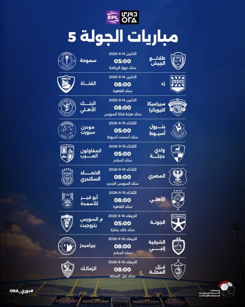 مباريات الجولة الخامسة من دوري أورا